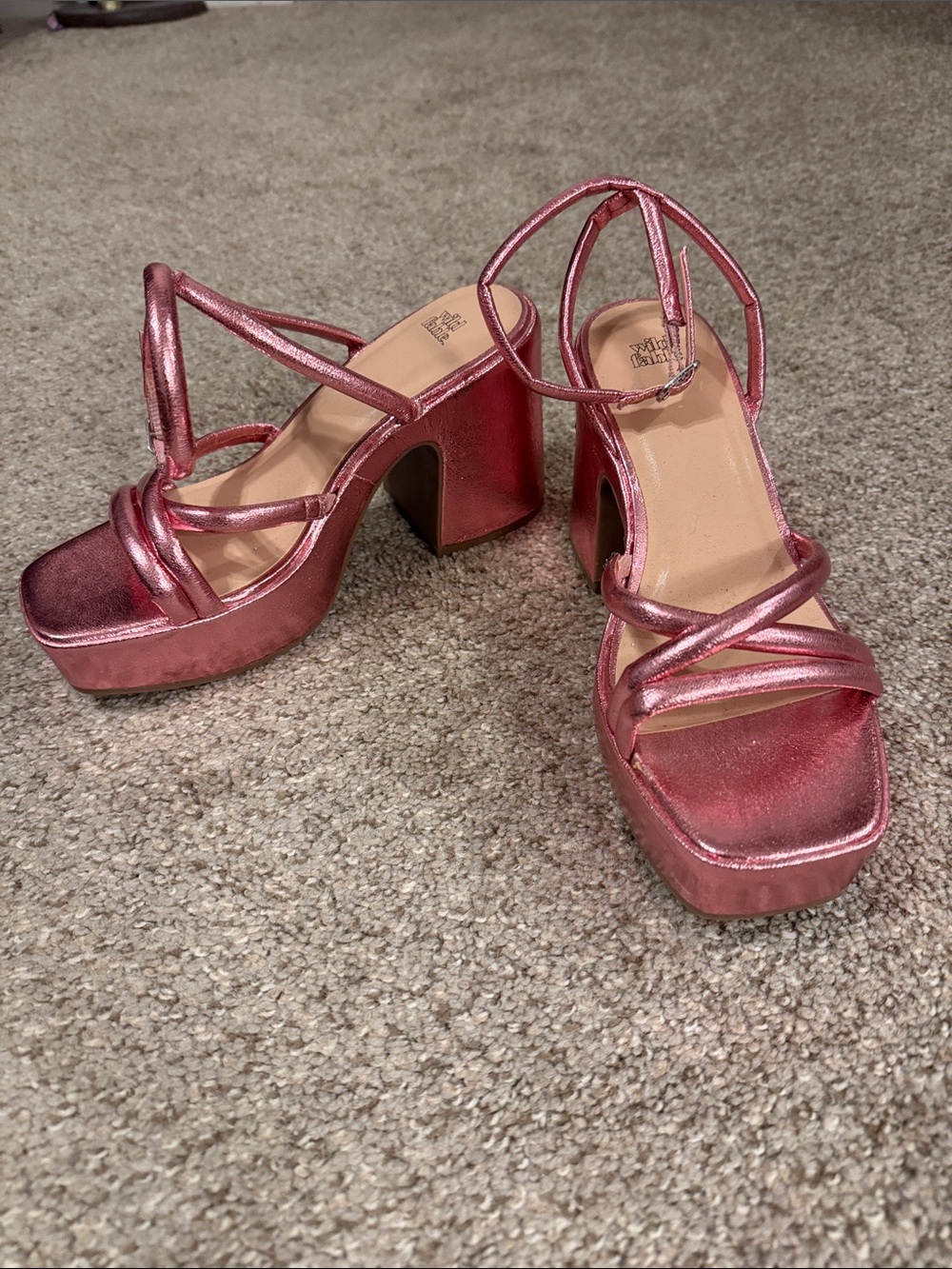 wild fable Metallic Rose Pink Platform Block Heel Sandals